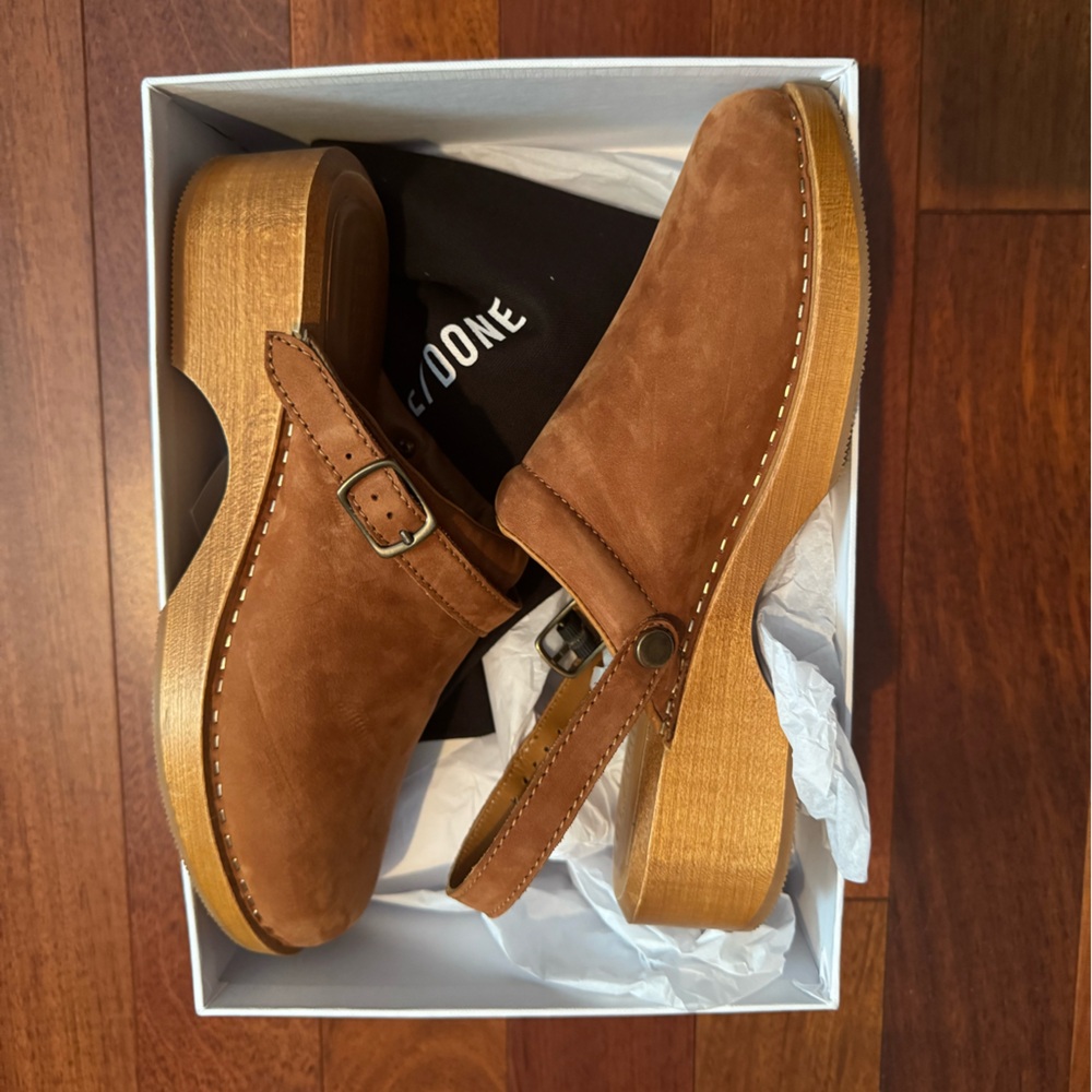 Re/Done Suede Clogs